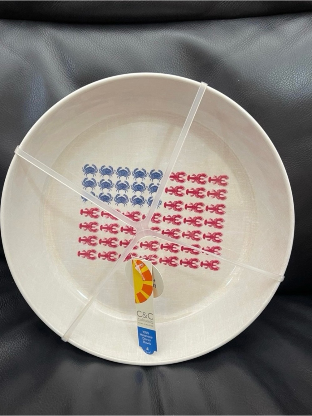 C&C California Patriotic Melamine Dinner Bowl - Lobsters and Crab Pattern Accent